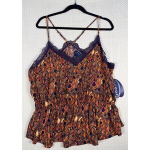 NWT Scoop NYC Lace Vneck Peplum Camisole with Adjustable Straps - Plus Size XL